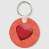 手書き名エレガント赤いハートラブロマンス キーホルダー (裏面)