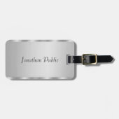 手書き名エレガント銀フェイクテンプレート最高の ラゲッジタグ (正面横)