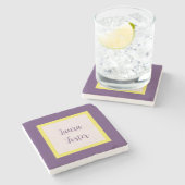 手書き名エレガントIndigo Yellow Rose Quartz ストーンコースター (横)