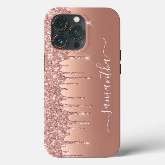 手書き名バラ金ゴールドメタルグリッタールックカス Case-Mate iPhoneケース (裏面)