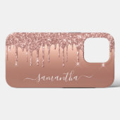 手書き名バラ金ゴールドメタルグリッタールックカス Case-Mate iPhoneケース (裏面 (横))