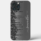 手書き名ブラックメタルグリッタールック Case-Mate iPhoneケース (裏面)