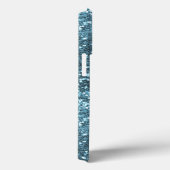 手書き名ブルーダイヤモンドグリッタールック Case-Mate iPhoneケース (裏面 / 右)