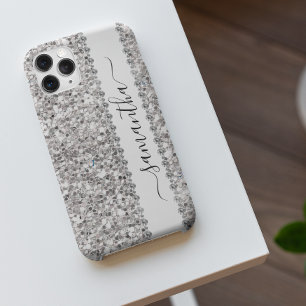 手書き名ホワイトダイヤモンドグリッタールック iPhone 13ケース