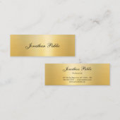 手書き名モダンエレガント金ゴールドテンプレート スキニー名刺 (正面/裏面)