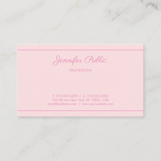 手書き名モダンピンクエレガントトレンディースクリプト 名刺 (裏面)