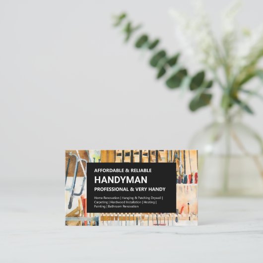 手書き名刺 – 作業用ツール壁 名刺 (スタンド正面)