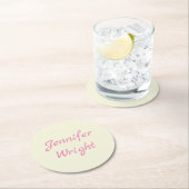 手書き名平野ベージュピンクヴィンテージルック ラウンドペーパーコースター (インサイチュ)