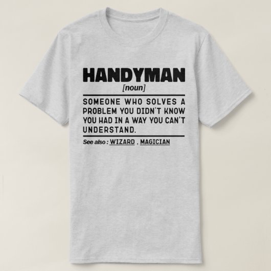 手書き名詞定義皮肉な作業者クールパパ Tシャツ (デザイン正面)