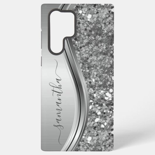 手書き名銀金属フェイクグリッター SAMSUNG GALAXYケース (裏面)