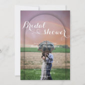 手書き名門私立校風のハートアーチ写真ブライダルシャワー 招待状 (正面)