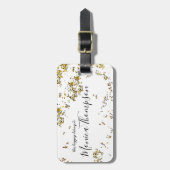 手書き名+分割された金ゴールドフェミニンドット ラゲッジタグ (正面縦)