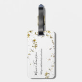 手書き名+分割された金ゴールドフェミニンドット ラゲッジタグ (裏面縦)