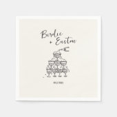 手書き図解入りの、写真付きのシャンパンタ結婚ワー スタンダードカクテルナプキン (正面)