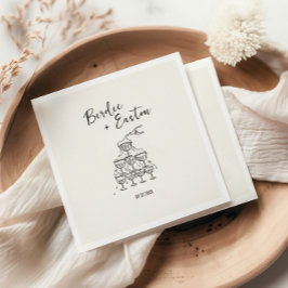 手書き図解入りの、写真付きのシャンパンタ結婚ワー スタンダードカクテルナプキン