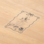 手書き図解入りの、写真付きの白黒グラード アクリル招待状 (レイダウン)