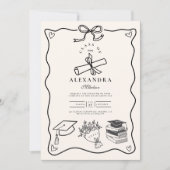 手書き図解入りの、写真付きの白黒グラード 招待状 (正面)