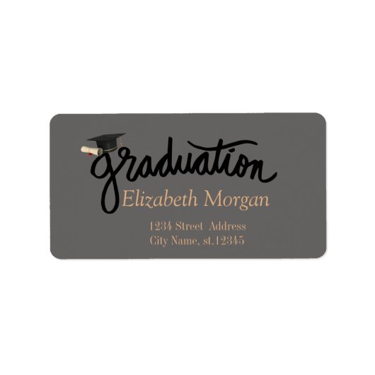 手書き大学院卒業証書 ラベル (正面)