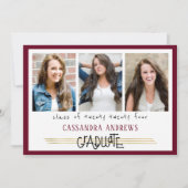 手書き大学院生 |編集可能なマリオン | 4 – 写真 招待状 (正面)