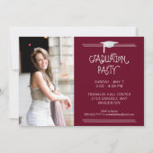 手書き大学院生 |編集可能なマリオン | 4 – 写真 招待状 (裏面)