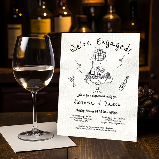 手書き婚約パーティ 招待状