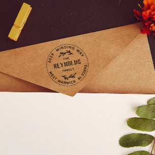 手書き小枝ヴィンテージ名住所 ラバースタンプ