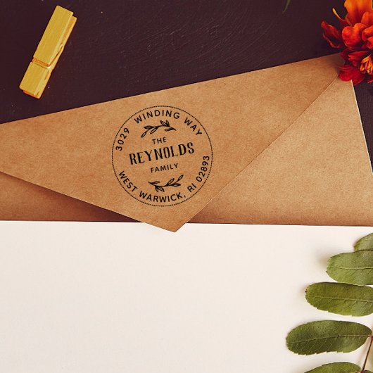 手書き小枝ヴィンテージ名住所 ラバースタンプ