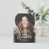 手書き幸せ編集可能な色ありがとう ポストカード (スタンド正面)