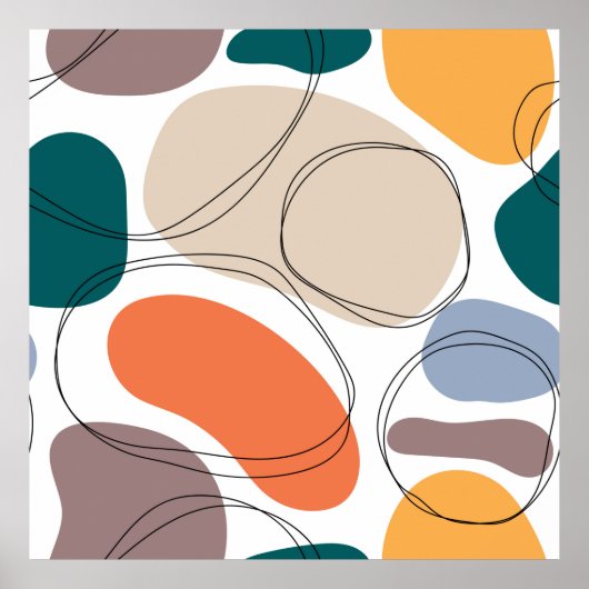 手書き幾何学的シームレスモダン抽象芸術マルチ ポスター (正面)