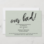 手書き延期さ結婚れたユーモアのセージ 招待状 (正面)