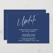 手書き延期さ結婚れた更新ネイビーカード 招待状 (正面/裏面)