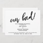 手書き延期のユ結婚ーモアアナウンス 招待状 (正面/裏面)