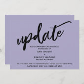 手書き延期結婚されたほこりっぽい紫のカード 招待状 (正面/裏面)