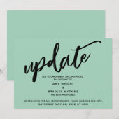 手書き延期結婚された薄い緑のカード 招待状 (正面/裏面)