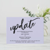 手書き延期結婚のラベンダーカード 招待状 (スタンド正面)