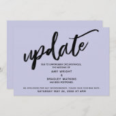 手書き延期結婚のラベンダーカード 招待状 (正面/裏面)