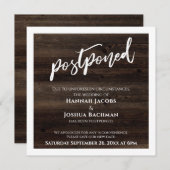 手書き延期結婚式ナチュラルウッドカード 招待状 (正面/裏面)