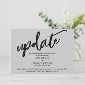 手書き延期結婚 グレー発表 招待状 (スタンド正面)