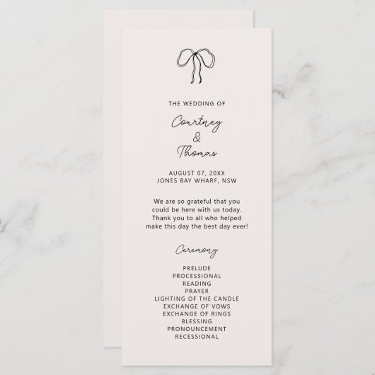 手書き式お洒落のプ結婚ログラム (正面/裏面)