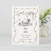 手書き弓スクライブルズ結婚ズ 招待状 (スタンド正面)