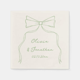 手書き弓(白と緑結婚) スタンダードカクテルナプキン