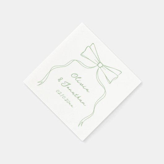 手書き弓(白と緑結婚) スタンダードカクテルナプキン (角)
