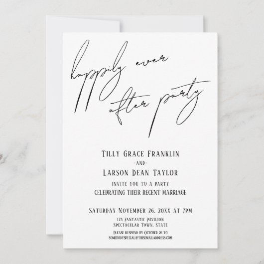 手書き後の楽しいパーティーモダンカジュアルの記録 招待状 (正面)