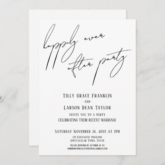 手書き後の楽しいパーティーモダンカジュアルの記録 招待状 (正面/裏面)