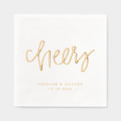 手書き応援 パーソナライズされた 箔ナプキン (正面)