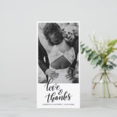 手書き愛および感謝|のカップルの写真の結婚 サンキューカード (スタンド正面)