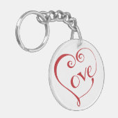手書き愛のハート（赤） キーホルダー (正面左)