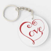 手書き愛のハート（赤） キーホルダー (正面)