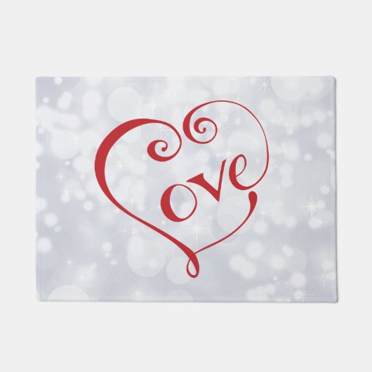 手書き愛のハート(赤) ドアマット (正面)
