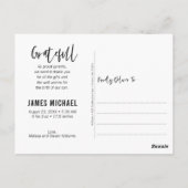 手書き感謝の気持ち 出生写真 ポストカード (裏面)